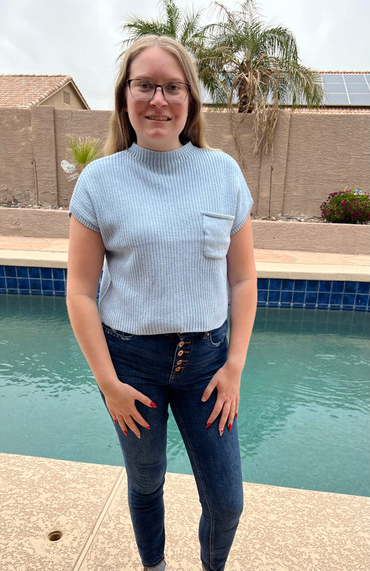 Mock Neck Crop Sweater