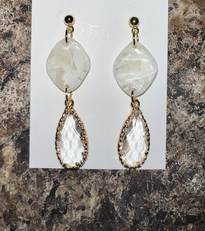 Marbled Clay Earrings, Translucent Bridal Earrings