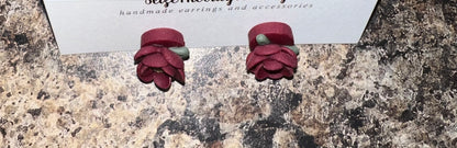 Rose Clay Studs, Small Rose Studs, Rose Clay Earrings