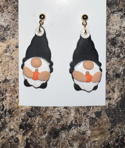 Gnome Halloween Earrings, Gnome Clay Earrings