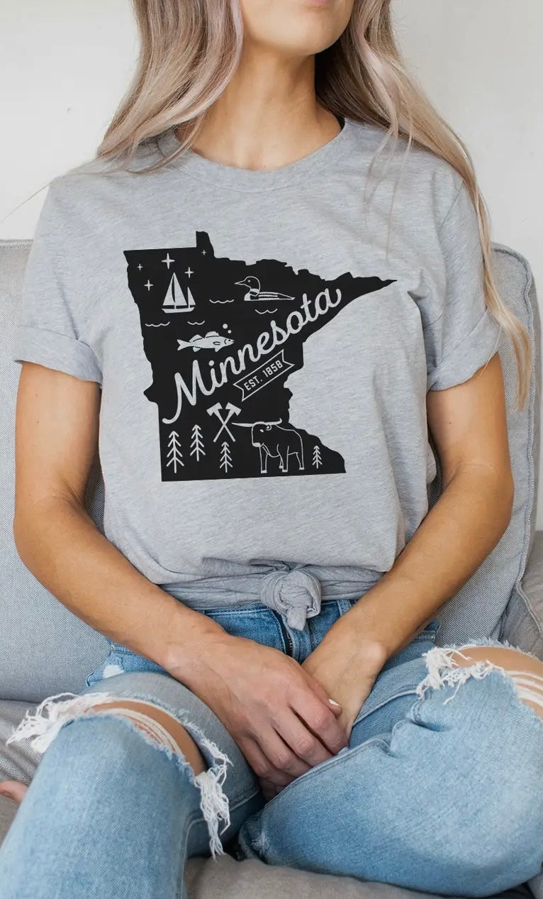 Minnesota State Outline Graphic Tee