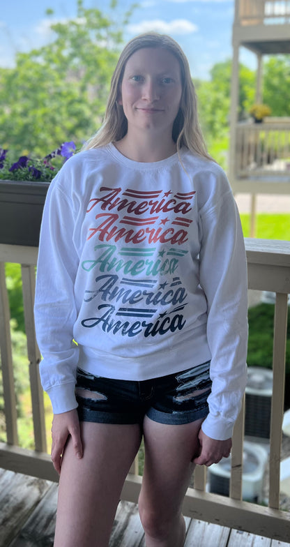 America Patriotic Comfort Crewneck