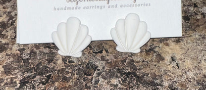 Seashell Stud Earrings, Seashell Clay Studs, Seashell Studs