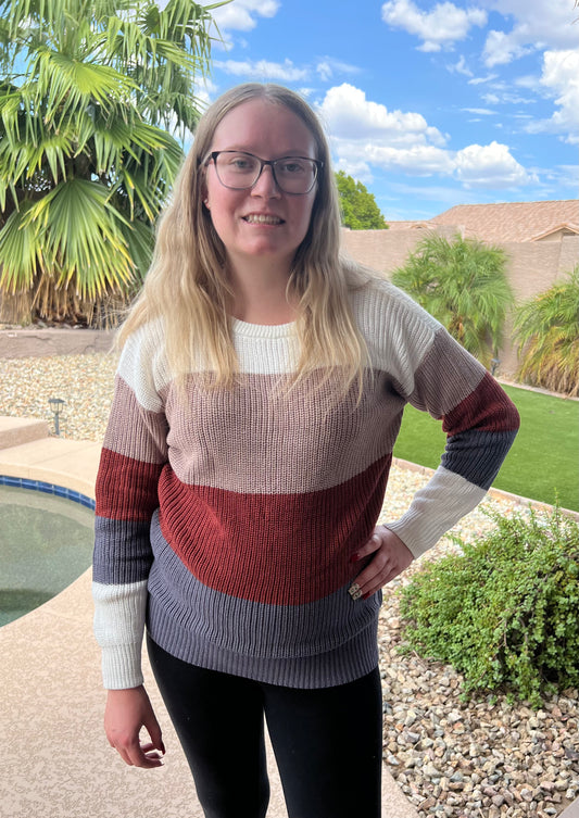 Loose Pullover Sweater- Multicolored