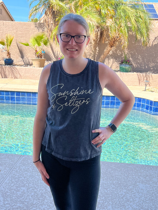 29 Sunshine And Seltzers Graphic Tank Top- Mineral Black