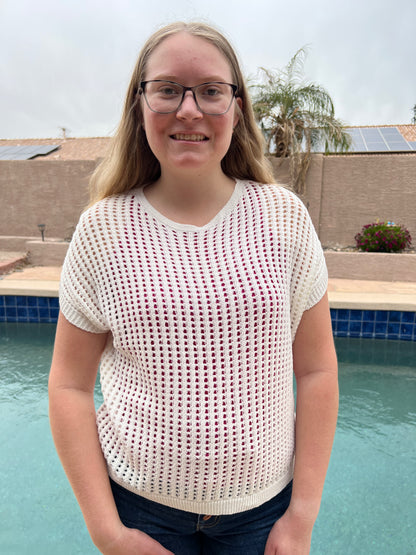 Viscose Crochet Knit Sheer Hollow Sweater