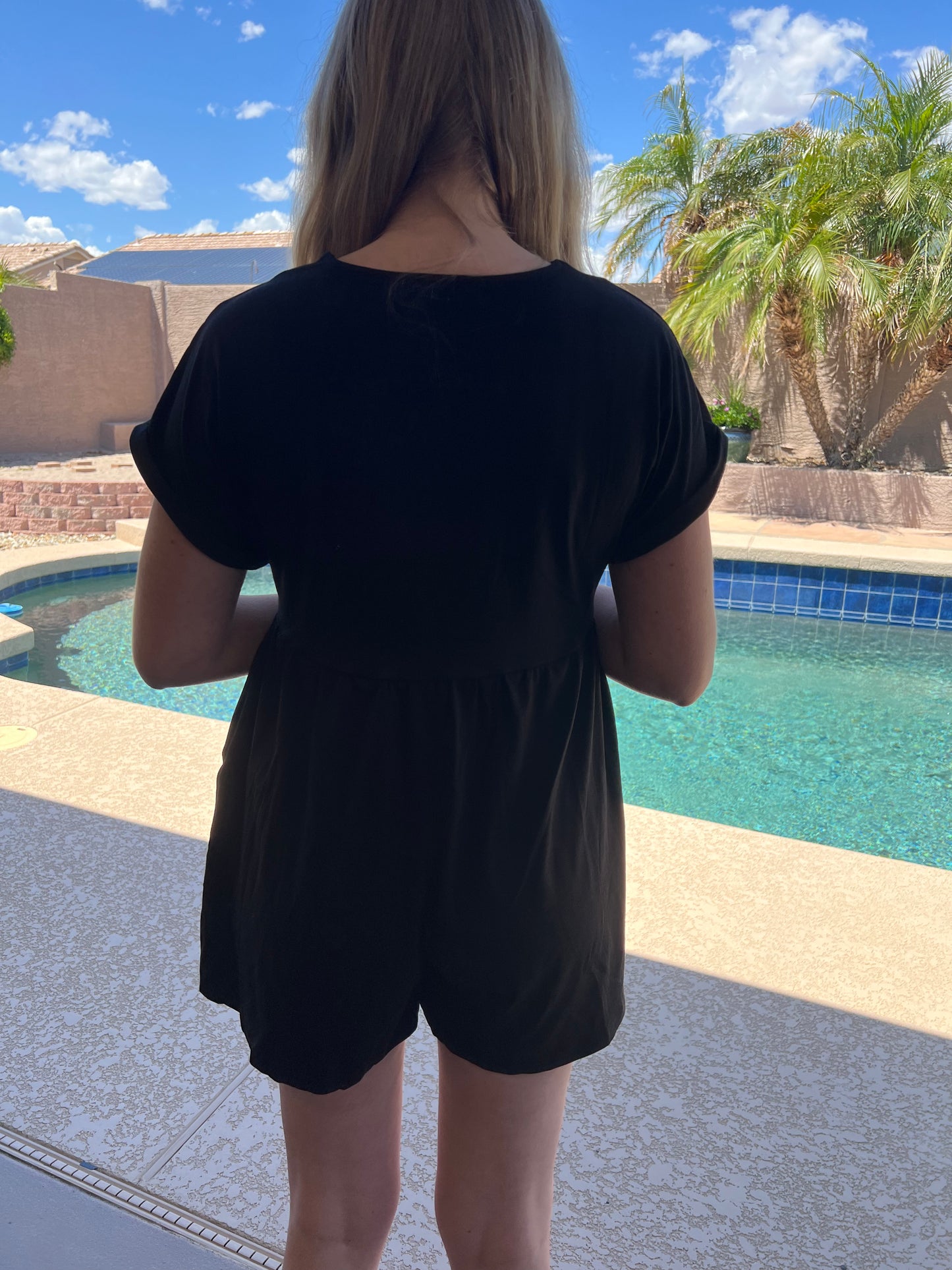 4 Caleb Short Sleeve Romper- Black
