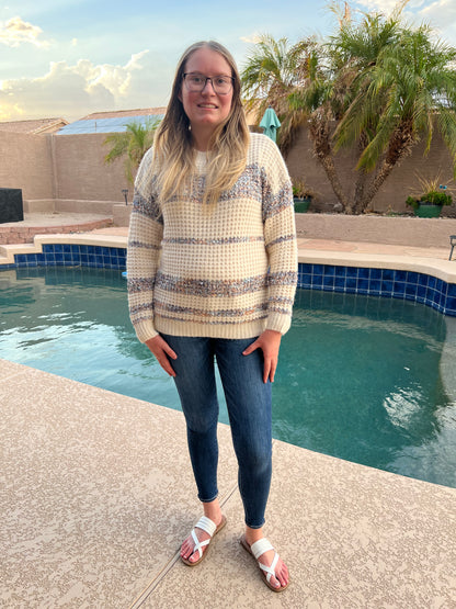 Tweed Color Block Knitted Sweater
