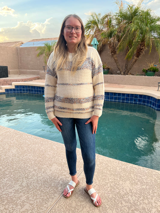 Tweed Color Block Knitted Sweater