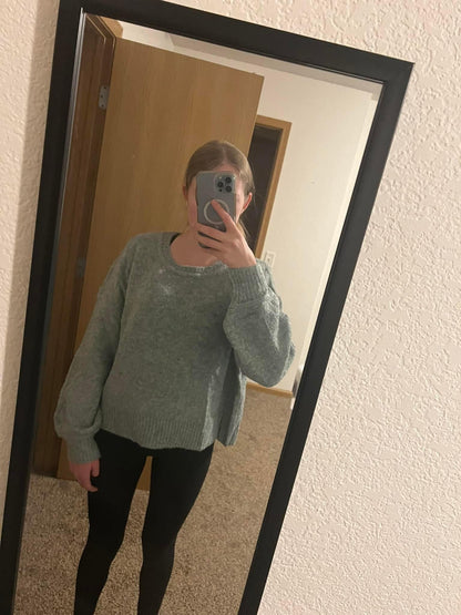 Long Sleeve Puff Sweater- Misty Slate