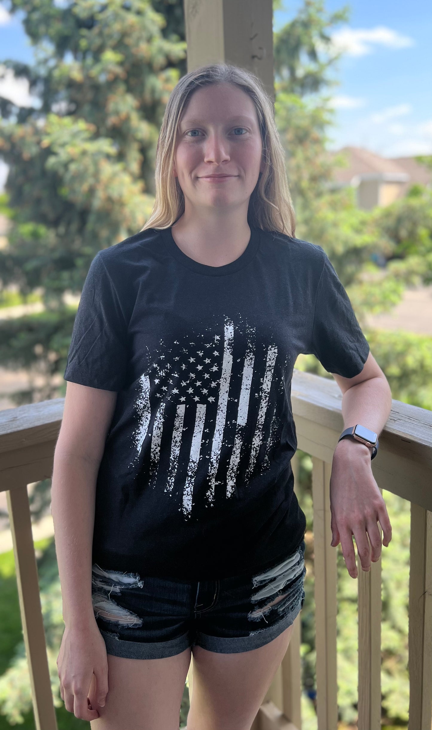 Retro Distressed American Flag Tee