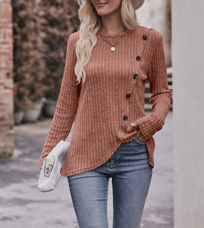 Round Neck Long Sleeve- Coral