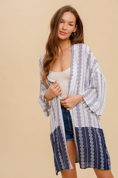 Ethnic Print Open Kimono