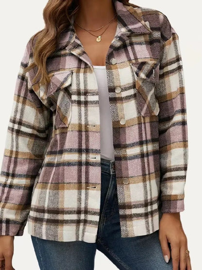 Chic Multi Plaid Collared Button-Up Relaxed Shacket