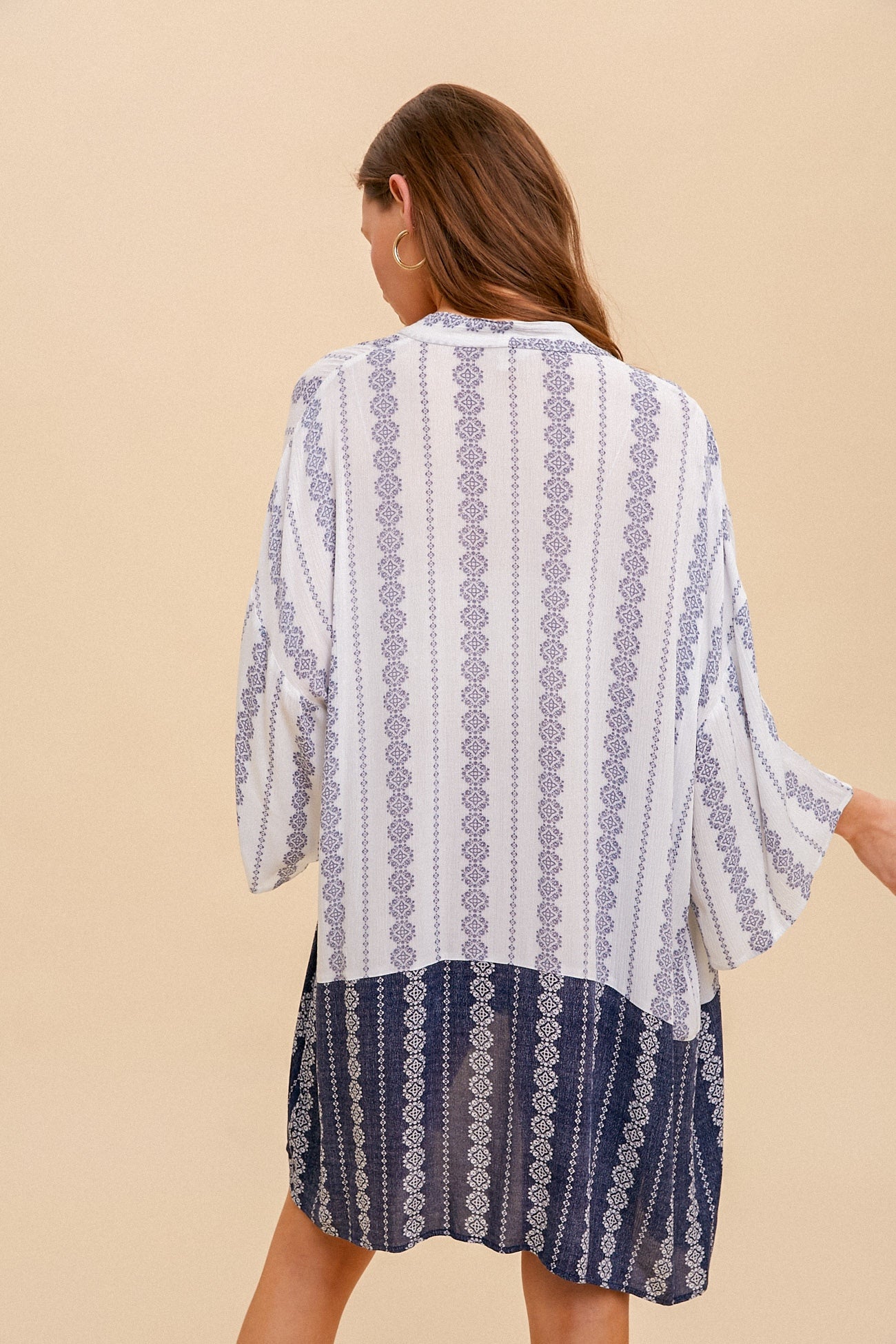 Ethnic Print Open Kimono