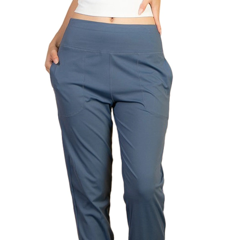 High Waist Joggers- Slate Blue