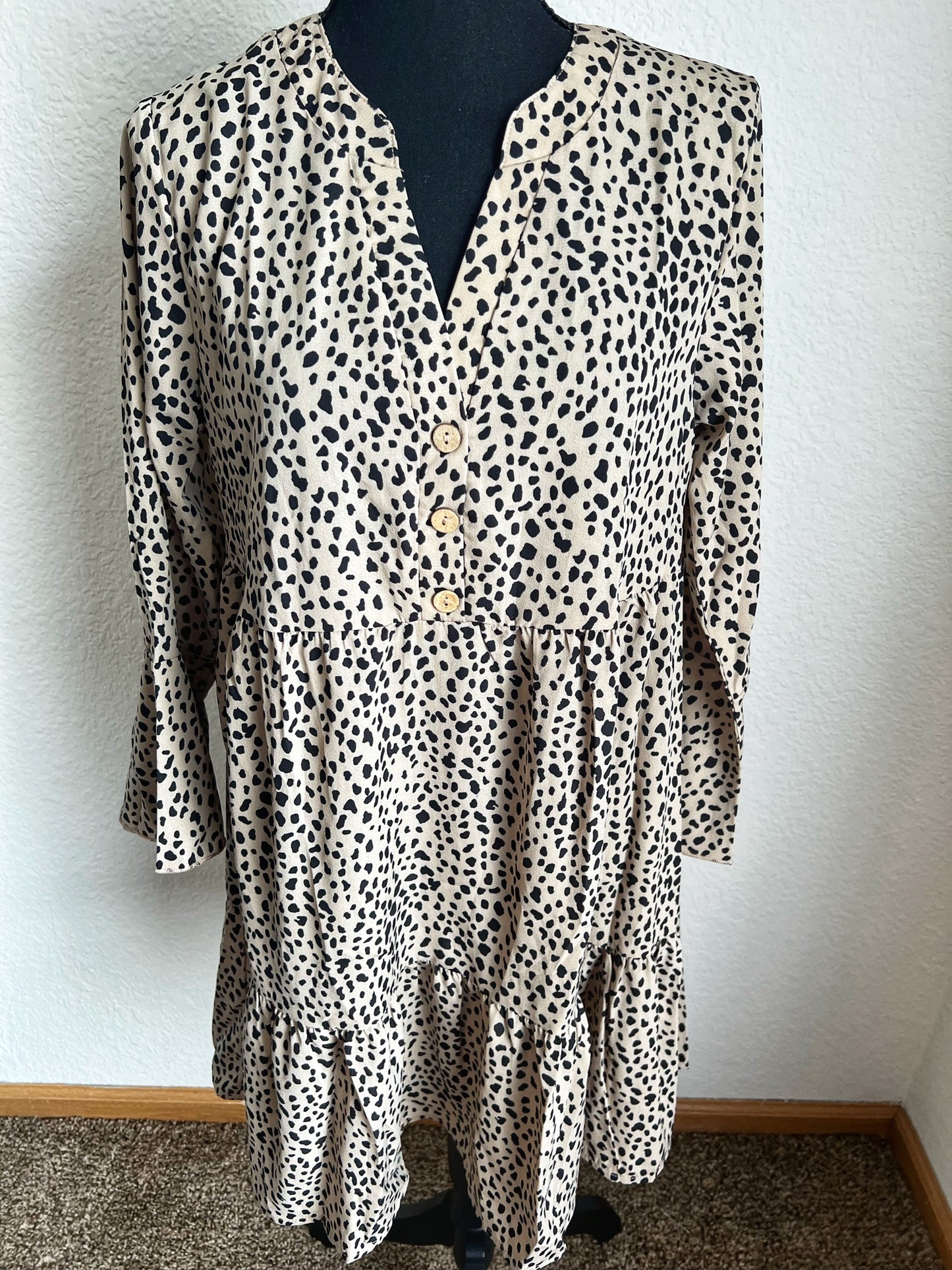 Leopard Print V-Neck Dress