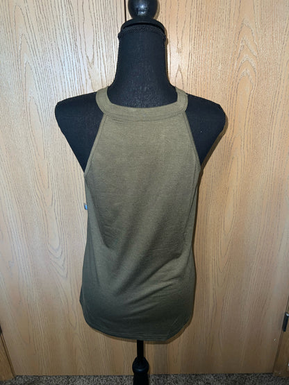 Green Casual Crew Neck Hollow-out Loose Tank