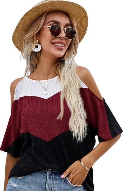 Multi-Colored Off Shoulder Shirt