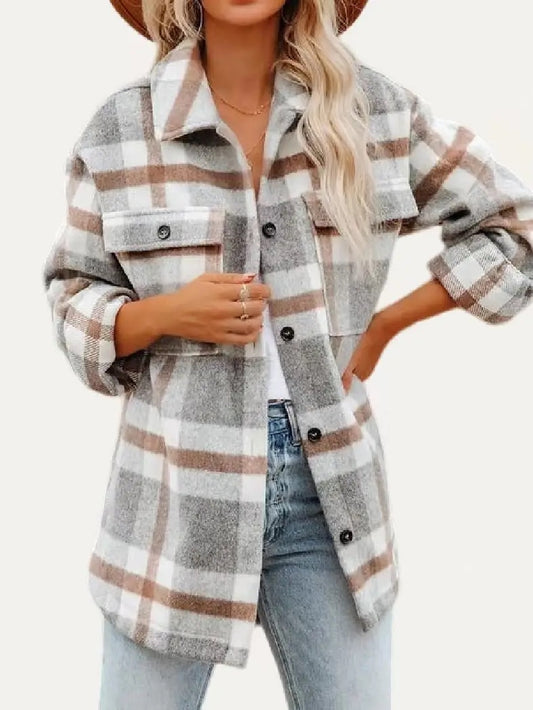 Classic Multi Plaid Collared Button Down Shacket