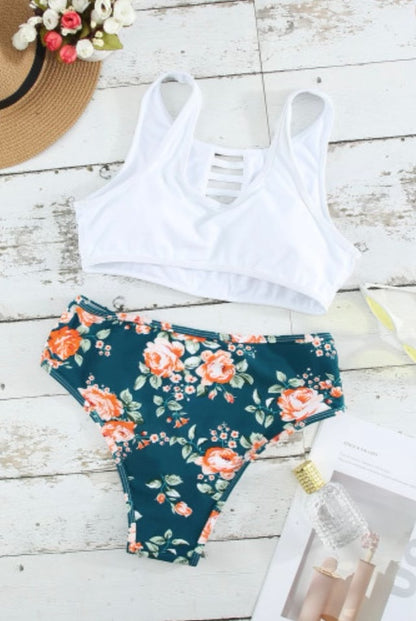 Two Piece Floral Print Swim Suit