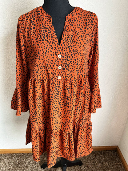 Leopard Print V-Neck Dress