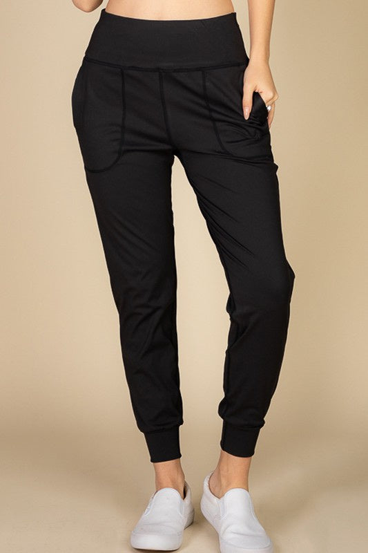 High Waist Joggers- Black