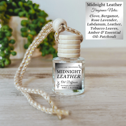 Hanging Car Diffuser- Midnight Leather