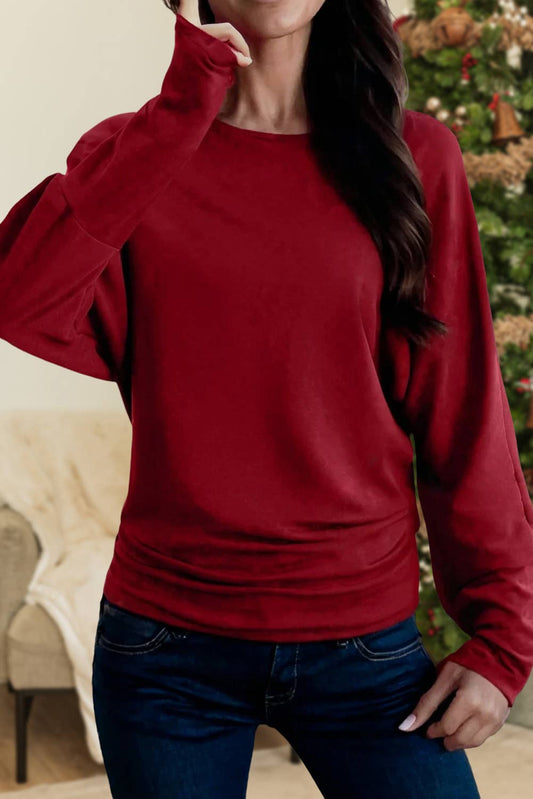 Casual Extended Cuffs Long Sleeve Top