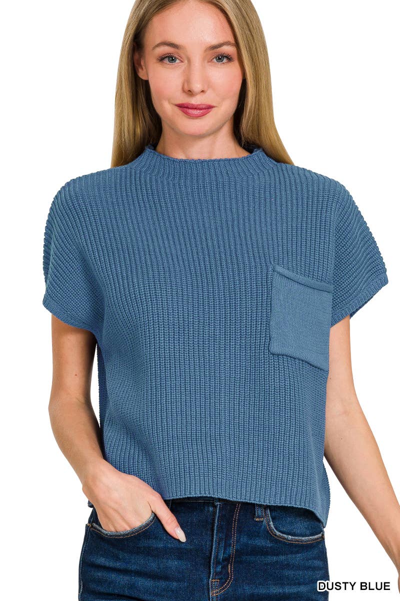Mock Neck Crop Sweater