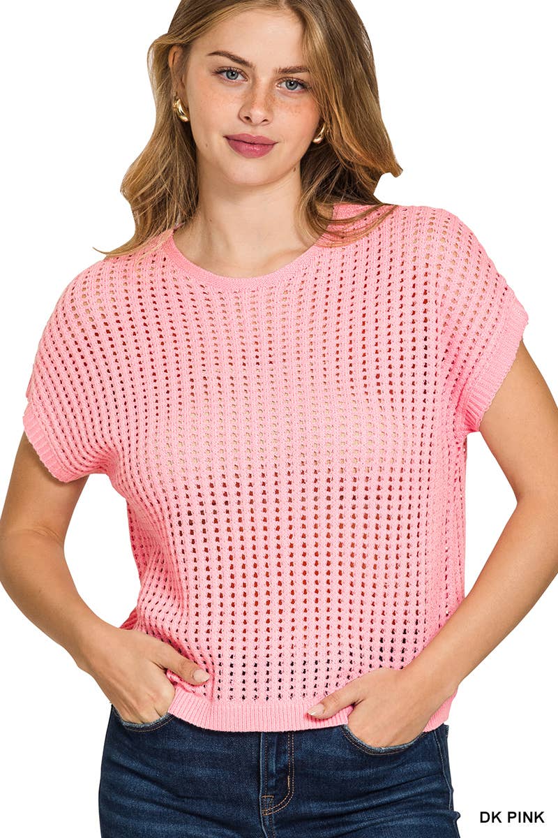 Viscose Crochet Knit Sheer Hollow Sweater