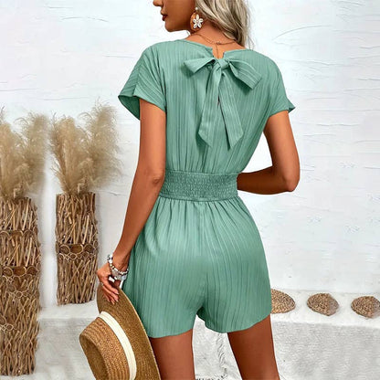 7 Jacquard Stripes With Lace Up Romper