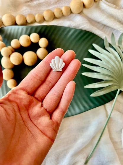 Seashell Stud Earrings, Seashell Clay Studs, Seashell Studs