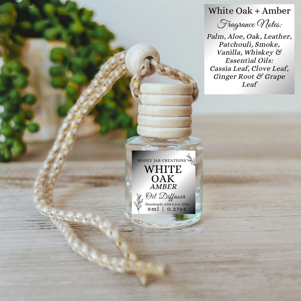 Hanging Car Diffuser- White Oak & Amber