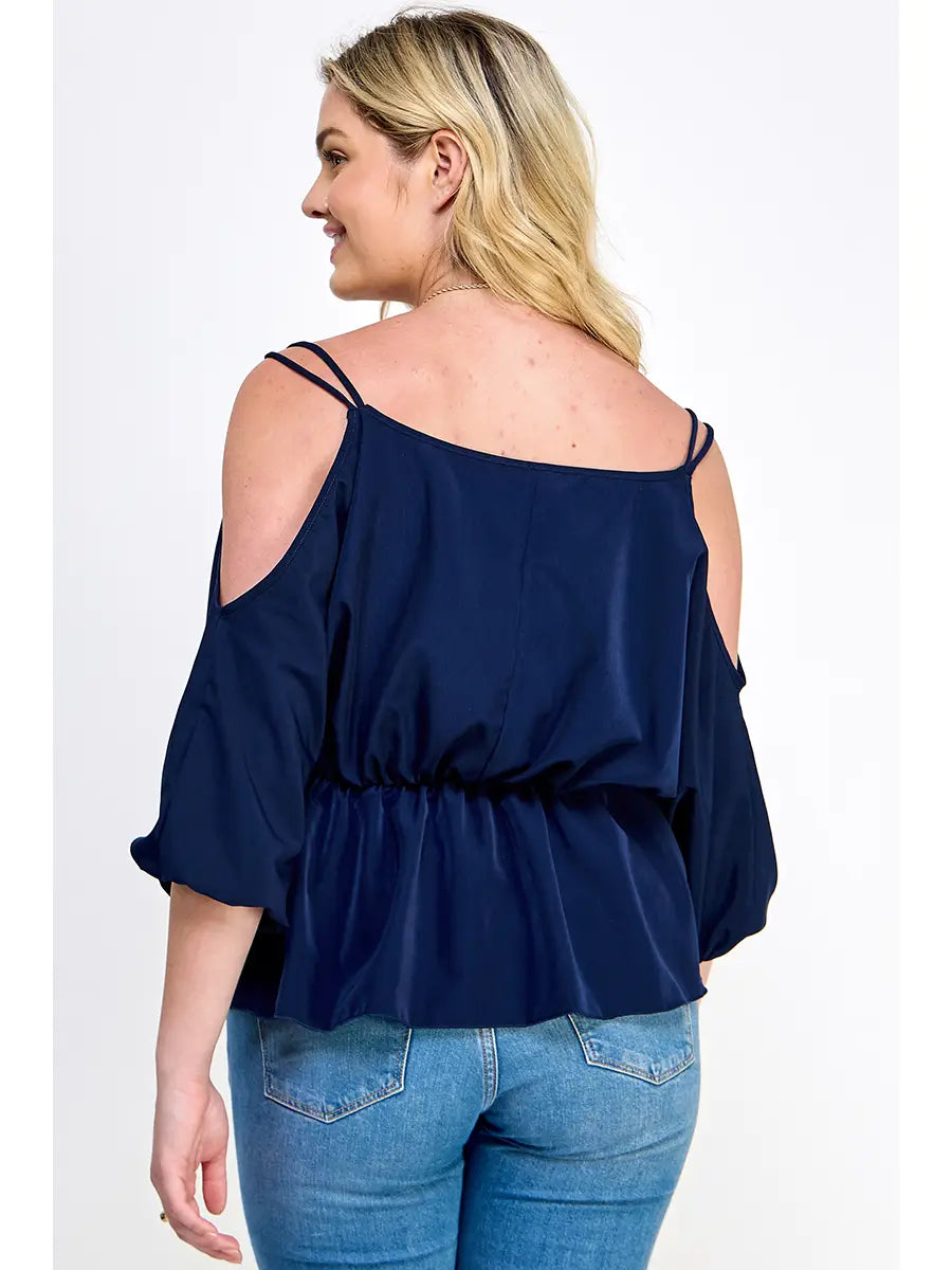 Surplice Cold Shoulder Blouse