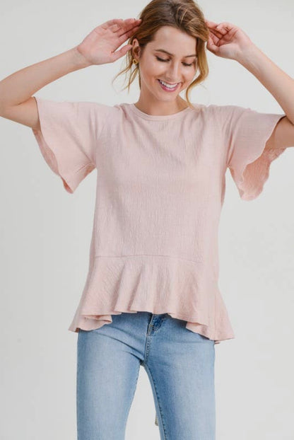 Back V-Neck With Tie Down Back- Pink